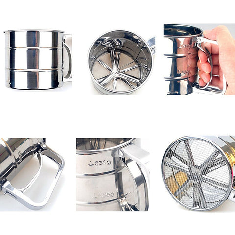 Stainless Steel Flour Sifter with Hand Press