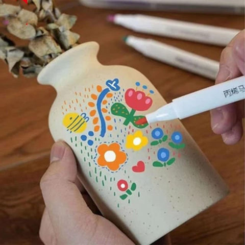Acrylic Markers Pack of 12 pcs with Plastic Box